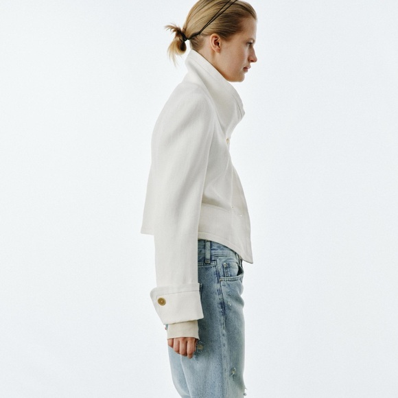 ZARA ZW COLLECTION LIMITED EDITION CONTRASTING CROPPED JACKET - Picture 5 of 11
